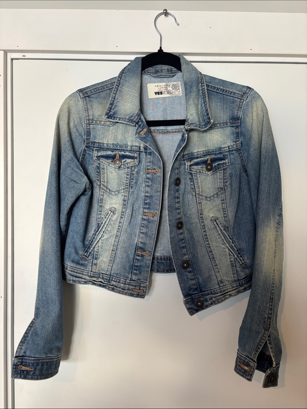 New Look crop Faded Light Blue Denim Jacket for Women
